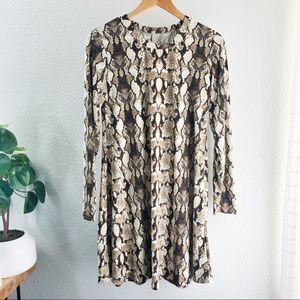 Super soft jersey neutral python snake print dress